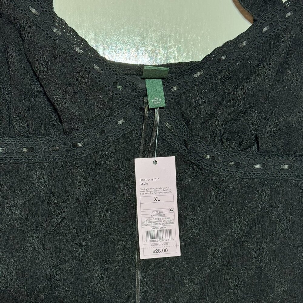 Women's Ruffle Sleeve Eyelet Mini A-Line Dress - Wild Fable Size XL - Picture 6 of 7